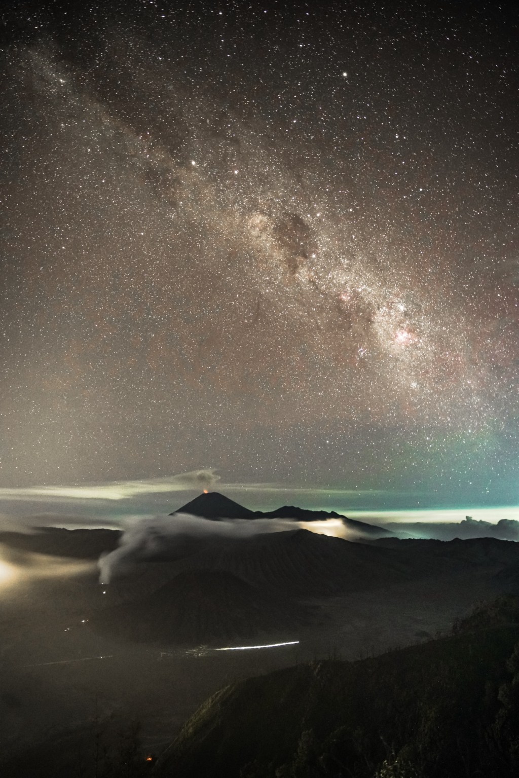 Fiery puffing Semeru.&nbsp;Still